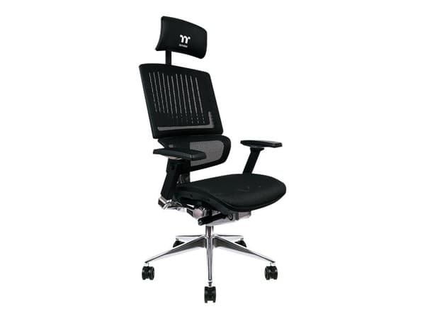 Thermaltake CyberChair E500, Verkkoistuin, Verkotettu selkänoja, Musta, Musta, Alumiini, Musta, Hopea