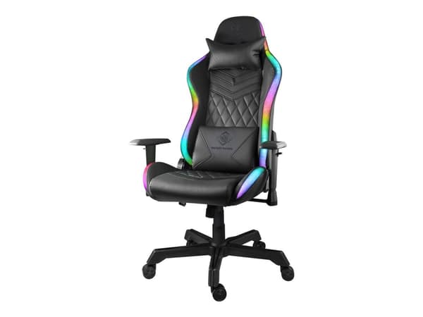 DELTACO GAMING GAM-080 - Spillestol - ergonomisk - armlener - T-formet - tipping - roterende - kunstlær - svart, RGB