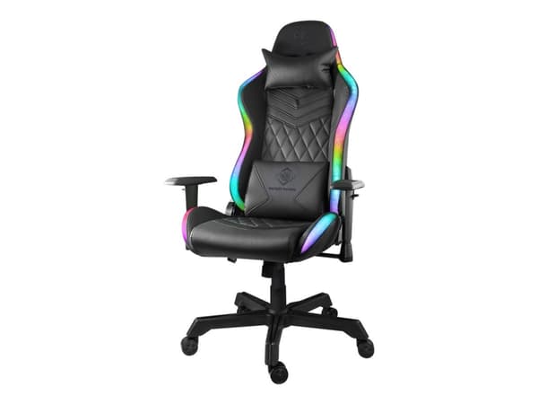 DELTACO GAMING GAM-080 - Spillestol - ergonomisk - armlener - T-formet - tipping - roterende - kunstlær - svart, RGB
