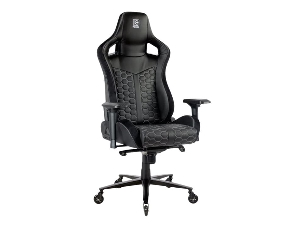 LC Power LC-GC-801BW - Stol - ergonomisk - armstöd - T-formad - lutning - svängtapp - plast, metall, polyuretanläder, styvt skum - svart, vit