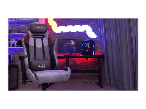 AeroCool DUKE - Stol - ergonomisk - liggestol - armlener - T-formet - tipping - roterende - AeroSuede, leatherette - tan gray