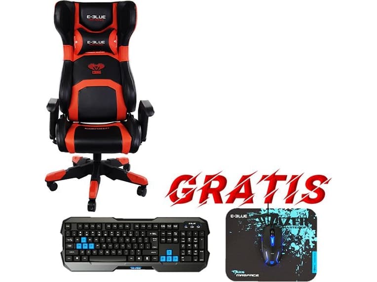 E-Blue armchair For the gamer, E-Blue COBRA armchair, red, Bluetooth, + Polygon gaming set