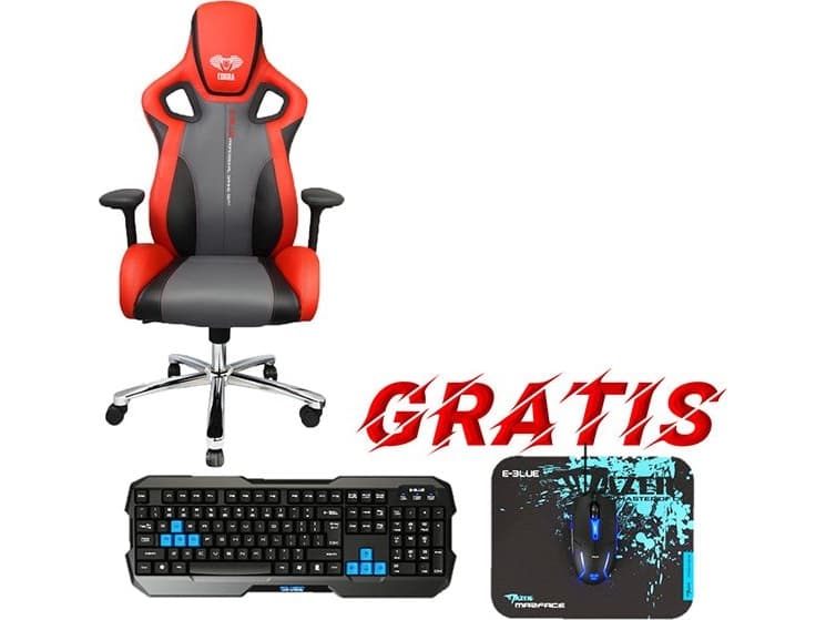 E-Blue armchair For the gamer, E-Blue COBRA II armchair, red, + Polygon gaming set