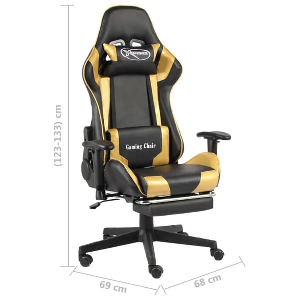 vidaXL Snurrbar gamingstol med fotstöd guld PVC