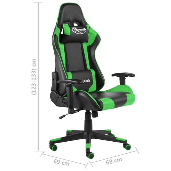 vidaXL Snurrbar gamingstol grön PVC