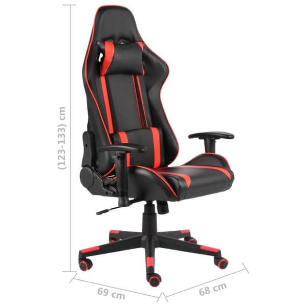 vidaXL Snurrbar gamingstol röd PVC