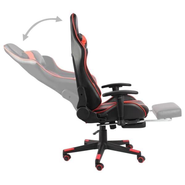 vidaXL Snurrbar gamingstol med fotstöd röd PVC