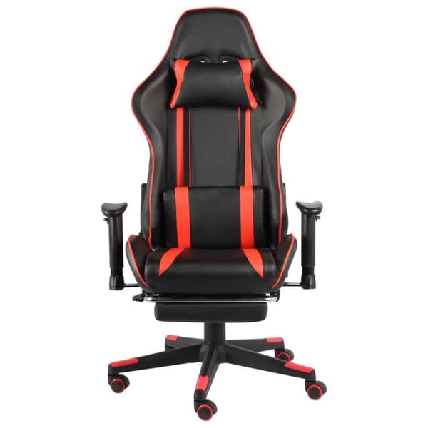 vidaXL Snurrbar gamingstol med fotstöd röd PVC
