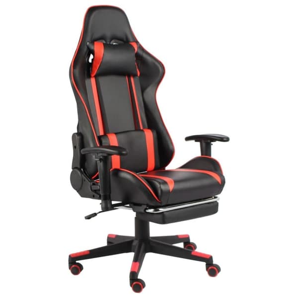 vidaXL Snurrbar gamingstol med fotstöd röd PVC