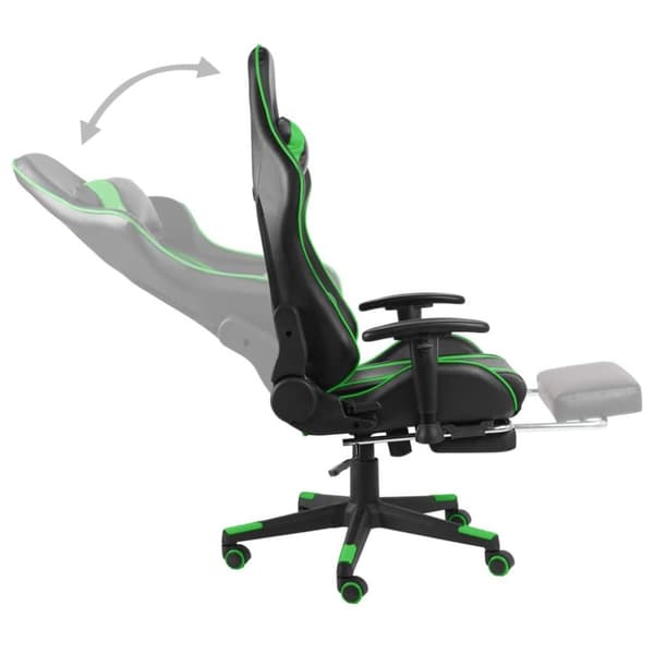 vidaXL drejelig gamingstol med fodstøtte PVC grøn
