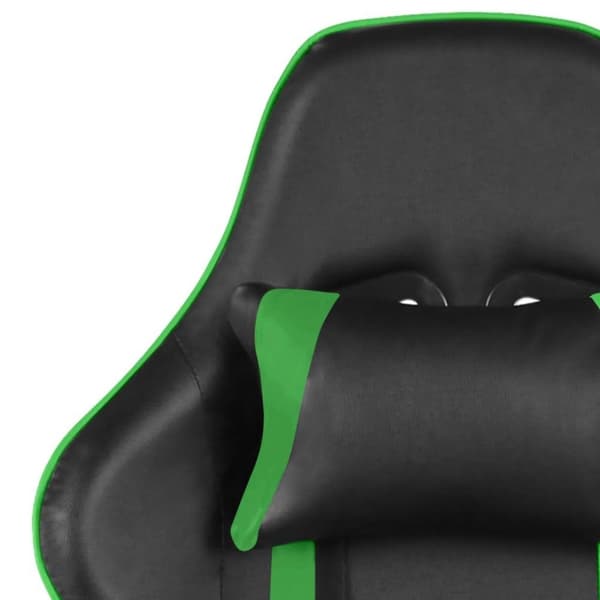 vidaXL drejelig gamingstol med fodstøtte PVC grøn