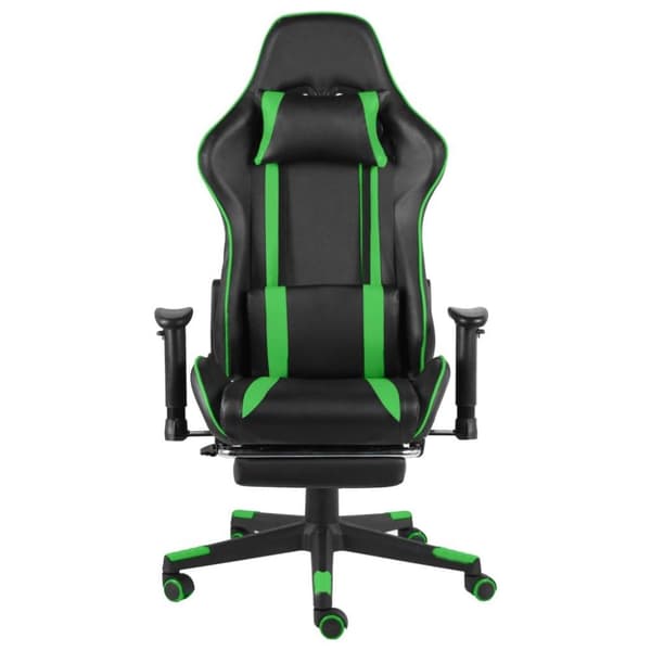 vidaXL drejelig gamingstol med fodstøtte PVC grøn