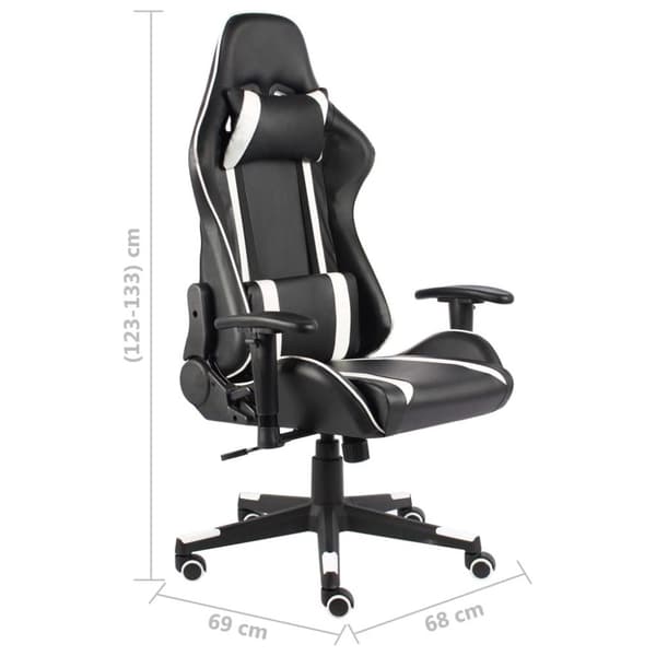 vidaXL Snurrbar gamingstol vit PVC
