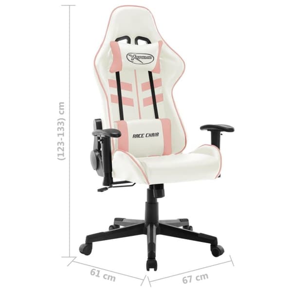 vidaXL Gamingstol vit och rosa konstläder