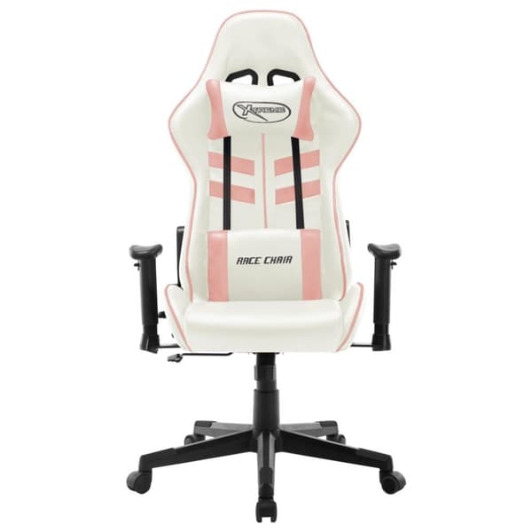 vidaXL Gamingstol vit och rosa konstläder
