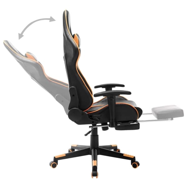 vidaXL gamingstol med fodstøtte kunstlæder sort og orange