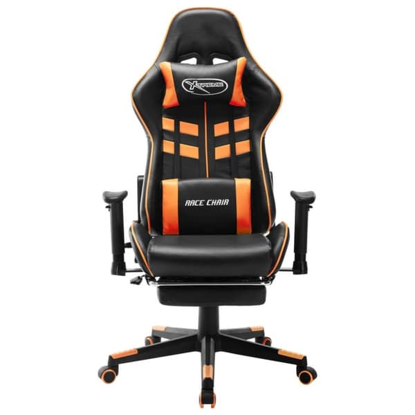 vidaXL gamingstol med fodstøtte kunstlæder sort og orange