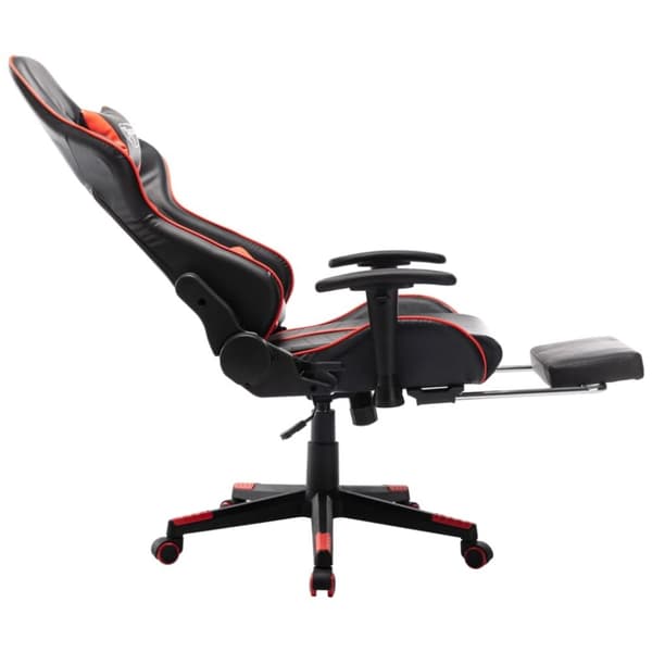 vidaXL Gamingstol med fotstöd svart och röd konstläder