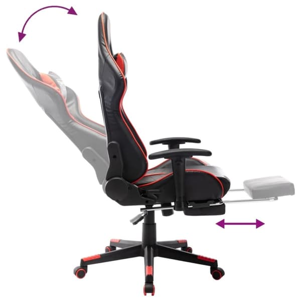 vidaXL Gamingstol med fotstöd svart och röd konstläder