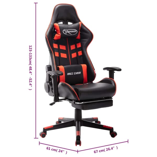 vidaXL Gamingstol med fotstöd svart och röd konstläder