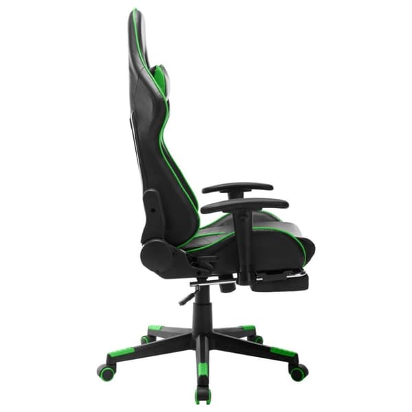 vidaXL Gamingstol med fotstöd svart och grön konstläder