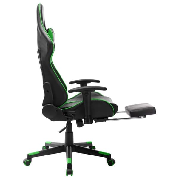 vidaXL Gamingstol med fotstöd svart och grön konstläder