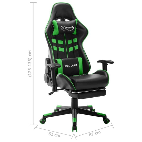vidaXL Gamingstol med fotstöd svart och grön konstläder