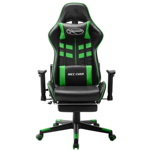 vidaXL Gamingstol med fotstöd svart och grön konstläder