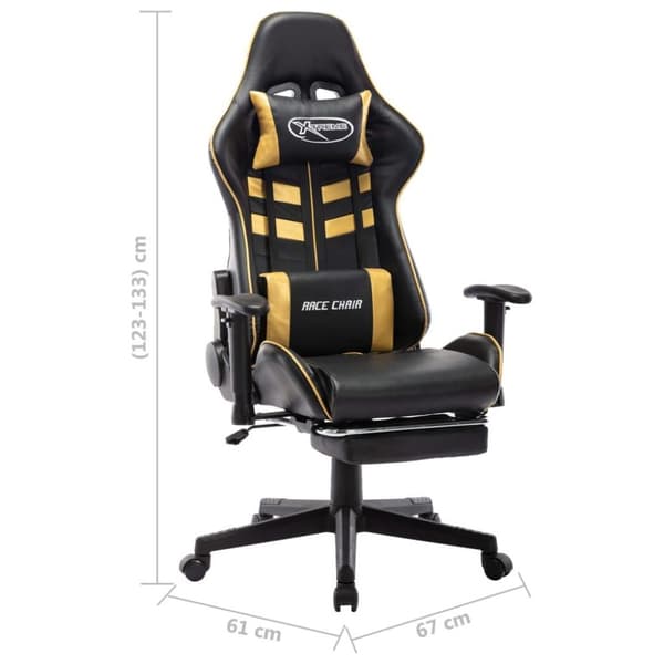 vidaXL Gamingstol med fotstöd svart och guld konstläder