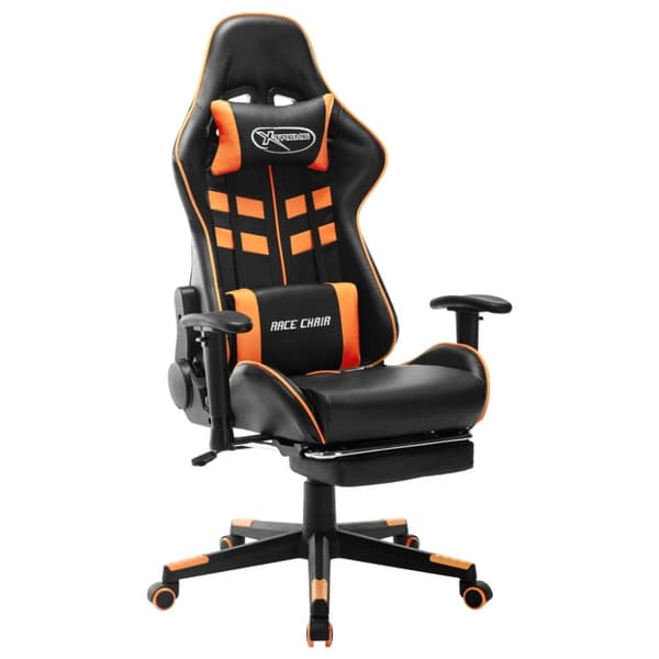 vidaXL Gamingstol med fotstöd svart och orange konstläder