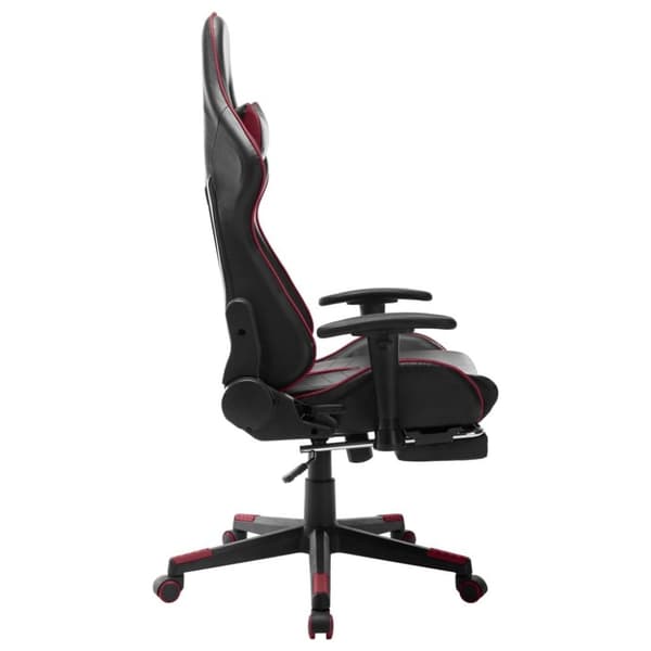 vidaXL Gamingstol med fotstöd svart och vinröd konstläder