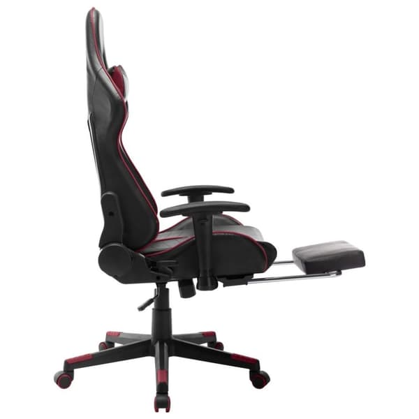 vidaXL Gamingstol med fotstöd svart och vinröd konstläder