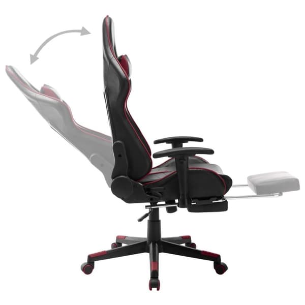 vidaXL Gamingstol med fotstöd svart och vinröd konstläder