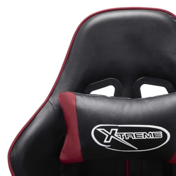 vidaXL Gamingstol med fotstöd svart och vinröd konstläder