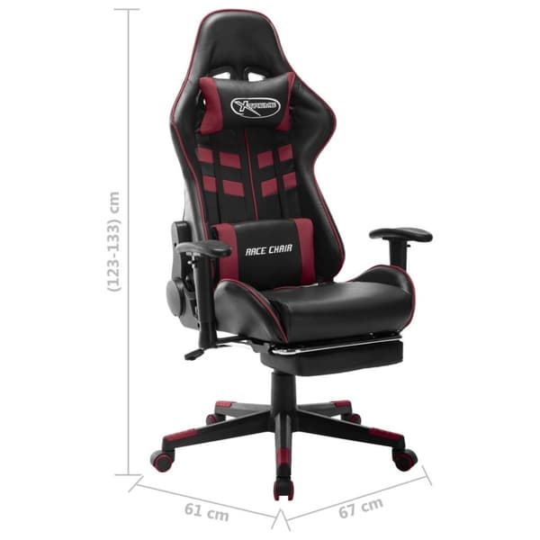 vidaXL Gamingstol med fotstöd svart och vinröd konstläder
