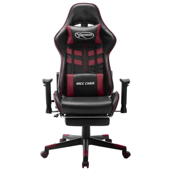 vidaXL Gamingstol med fotstöd svart och vinröd konstläder