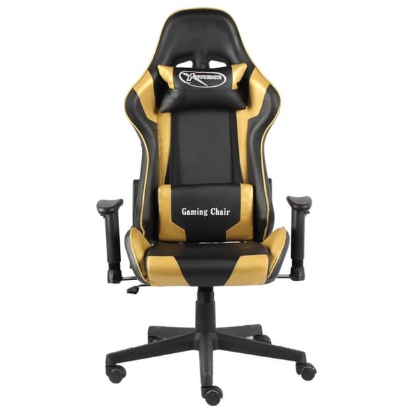 vidaXL drejelig gamingstol PVC guldfarvet
