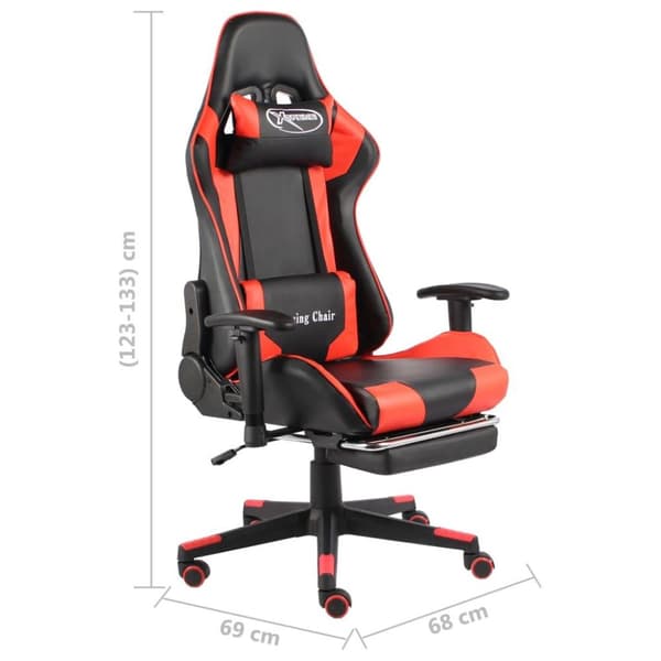 vidaXL drejelig gamingstol med fodstøtte PVC rød