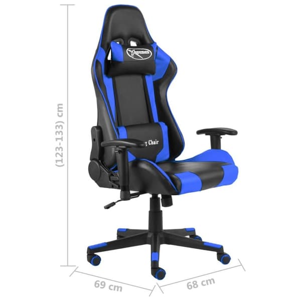 vidaXL drejelig gamingstol PVC blå