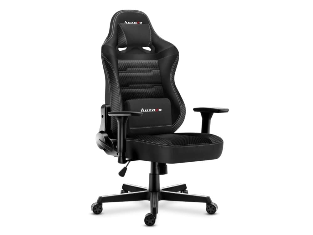 Huzaro Force 7.7 Black, Spelfåtölj, 130 kg, Sits i nätmaterial, Stoppat ryggstöd, Universal, Svart