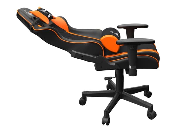 Gembird SCORPION - Stol - ergonomisk - armstöd - T-formad - lutning - svängtapp - nylon, PVC, svamp, mesh - black mesh, orange skin