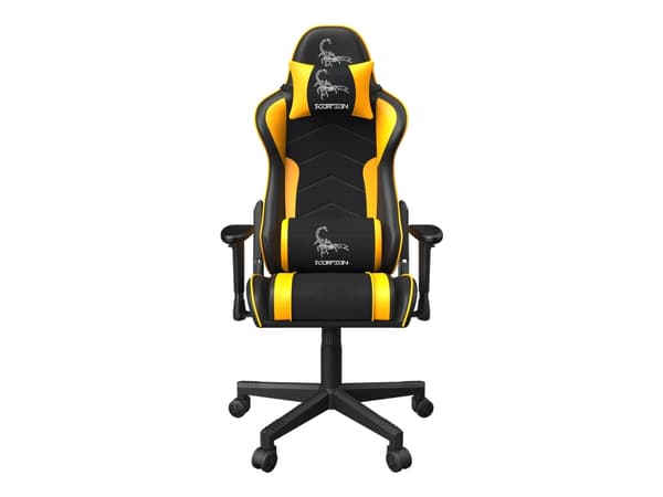 Gembird SCORPION - Stol - ergonomisk - armlener - T-formet - tipping - roterende - nylon, PVC, svamp, maske - black mesh, Ferrari yellow