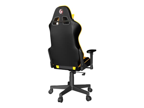 Gembird SCORPION - Stol - ergonomisk - armlener - T-formet - tipping - roterende - nylon, PVC, svamp, maske - black mesh, Ferrari yellow