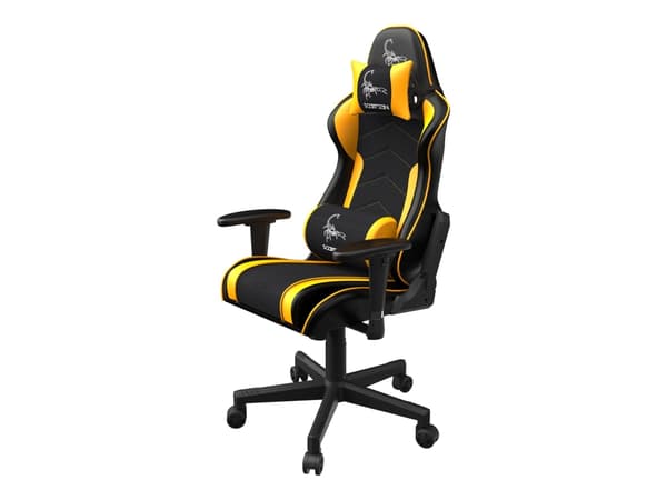 Gembird SCORPION - Stol - ergonomisk - armlener - T-formet - tipping - roterende - nylon, PVC, svamp, maske - black mesh, Ferrari yellow