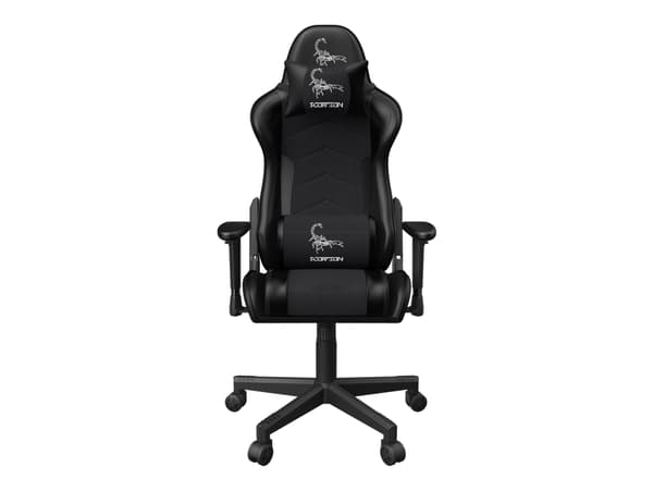 Gembird SCORPION - Stol - ergonomisk - armstöd - T-formad - lutning - svängtapp - nylon, PVC, svamp, mesh - black mesh, svart fodral