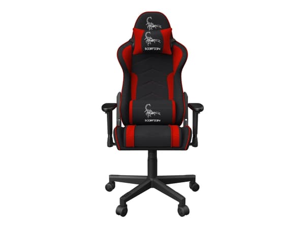 Gembird SCORPION - Stol - ergonomisk - armstöd - T-formad - lutning - svängtapp - nylon, mesh - svart, röd