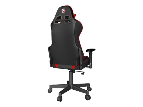 Gembird SCORPION - Stol - ergonomisk - armstöd - T-formad - lutning - svängtapp - nylon, mesh - svart, röd