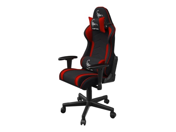 Gembird SCORPION - Stol - ergonomisk - armstöd - T-formad - lutning - svängtapp - nylon, mesh - svart, röd