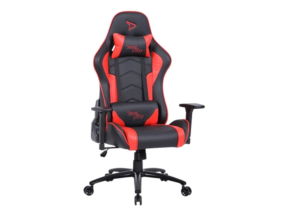 Steelplay SGC01 - Stol - ergonomisk - armstöd - lutning - svängtapp - polyuretan, högdensitetsskum, kolpolyvinylklorid (PVC) - svart, röd