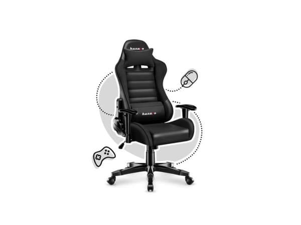 Huzaro Ranger 6.0 Black, Universal gaming-stol, 130 kg, Bøttesete, Polstret Rygg, 100 cm, 160 cm